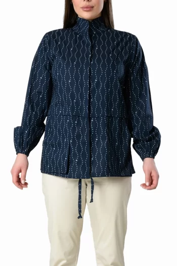 The Bomber Shirt in Navy Dots