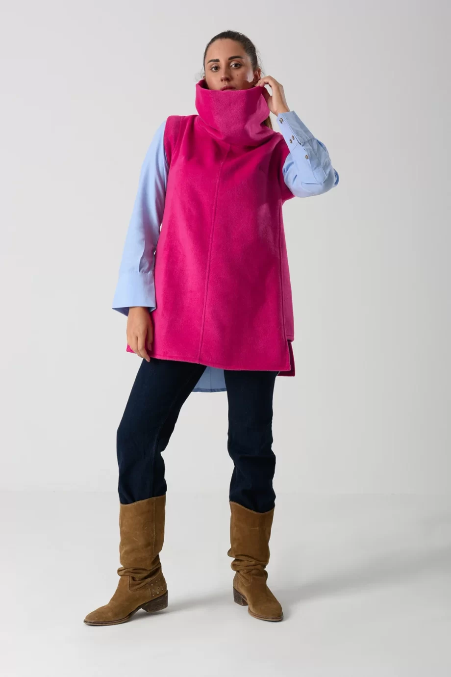 Gracia Vest Blouse in Fuchsia