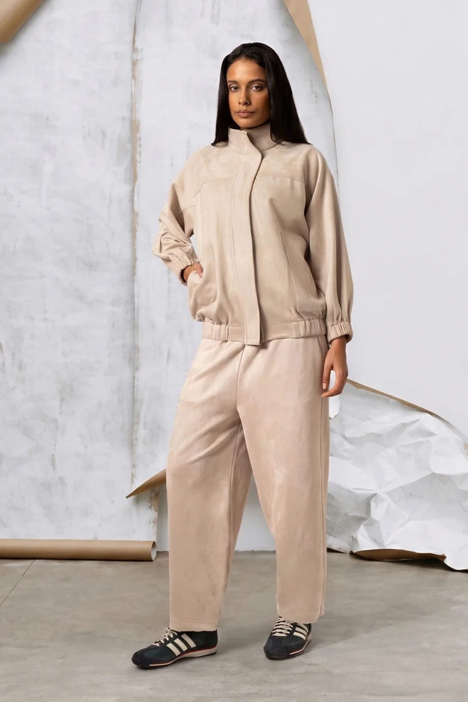 The Code Suede Set in Beige